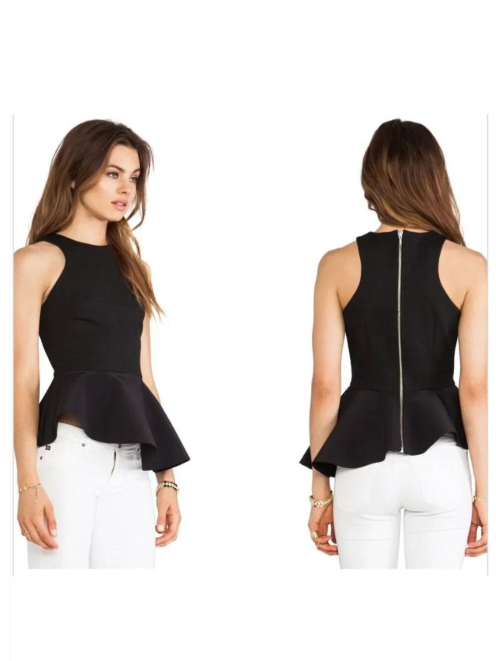 NWT Nicholas Black Peplum Top Sz 4 XS S Ponti Asymmetrical Angled Sexy Feminine